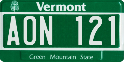VT license plate AON121