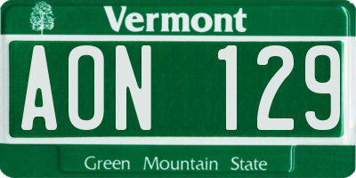 VT license plate AON129