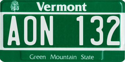 VT license plate AON132