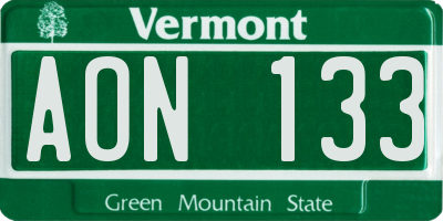 VT license plate AON133