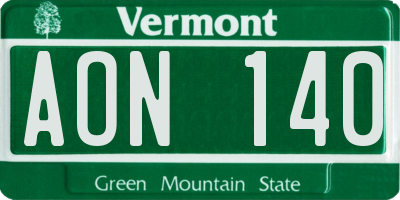 VT license plate AON140