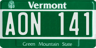 VT license plate AON141