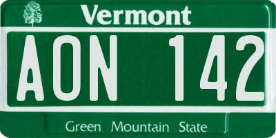 VT license plate AON142