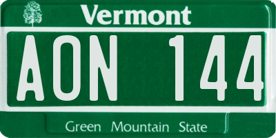VT license plate AON144