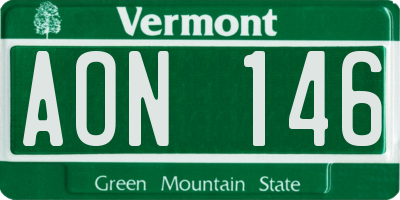VT license plate AON146