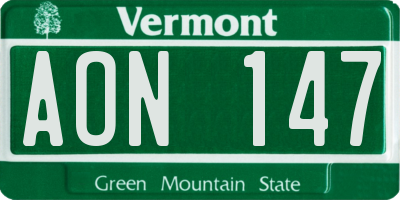 VT license plate AON147