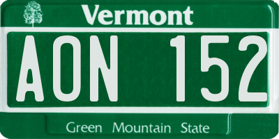 VT license plate AON152