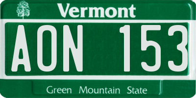 VT license plate AON153