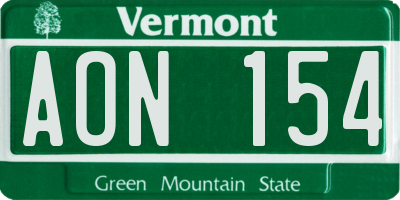 VT license plate AON154