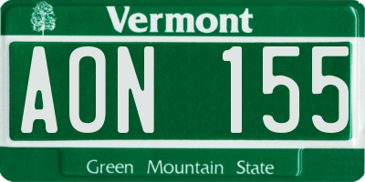 VT license plate AON155