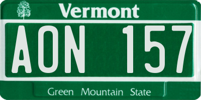 VT license plate AON157