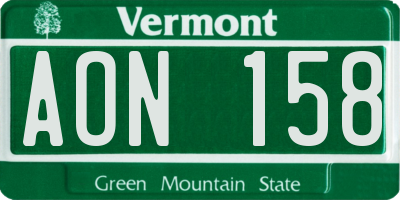 VT license plate AON158