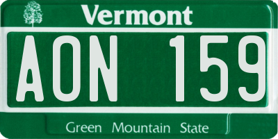 VT license plate AON159