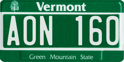 VT license plate AON160