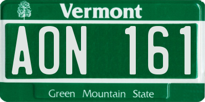 VT license plate AON161