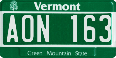 VT license plate AON163