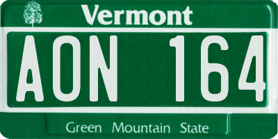 VT license plate AON164