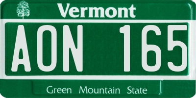 VT license plate AON165