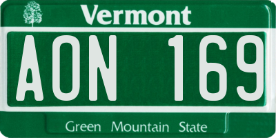 VT license plate AON169