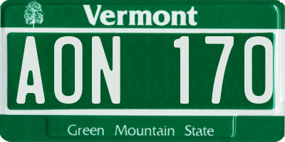 VT license plate AON170