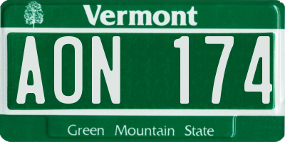 VT license plate AON174