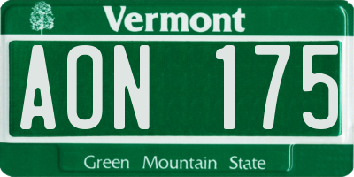 VT license plate AON175