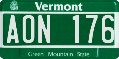 VT license plate AON176