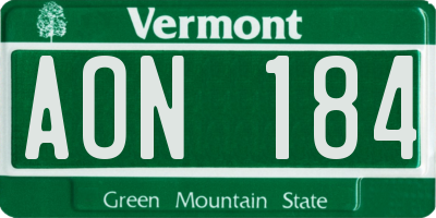 VT license plate AON184