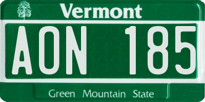 VT license plate AON185