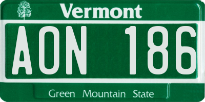 VT license plate AON186