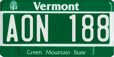 VT license plate AON188