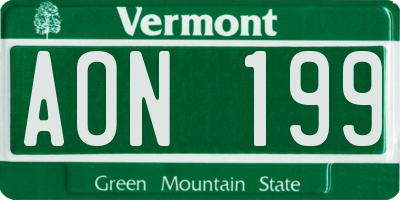 VT license plate AON199