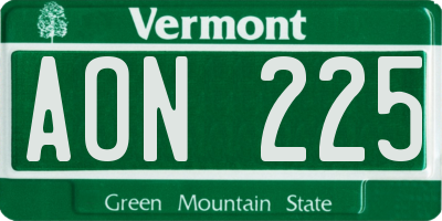 VT license plate AON225
