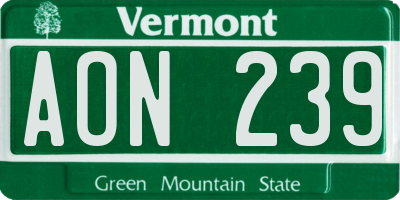 VT license plate AON239