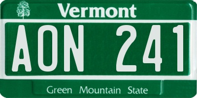 VT license plate AON241