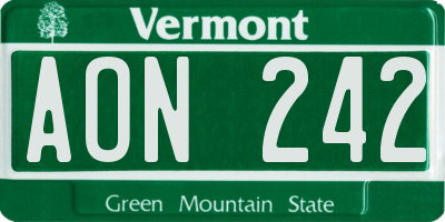 VT license plate AON242