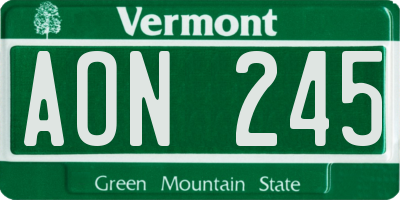 VT license plate AON245