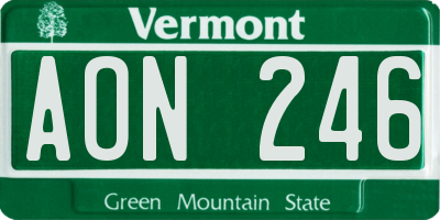 VT license plate AON246