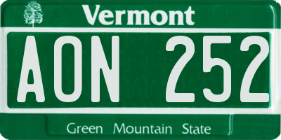 VT license plate AON252