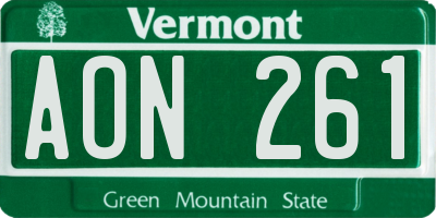 VT license plate AON261