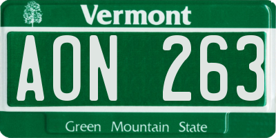 VT license plate AON263