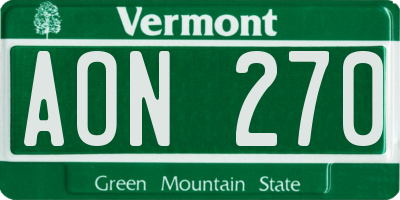 VT license plate AON270