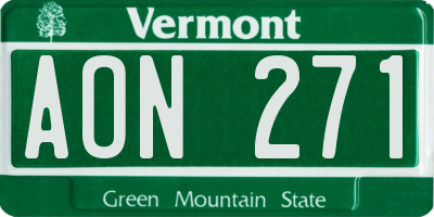 VT license plate AON271