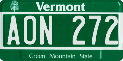 VT license plate AON272