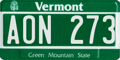 VT license plate AON273