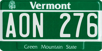 VT license plate AON276