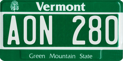 VT license plate AON280