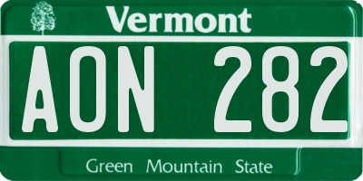 VT license plate AON282