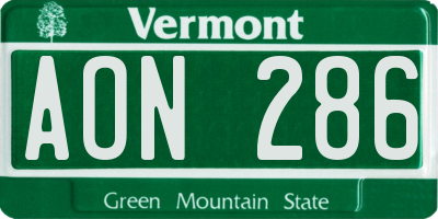 VT license plate AON286