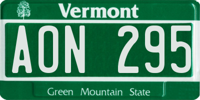 VT license plate AON295